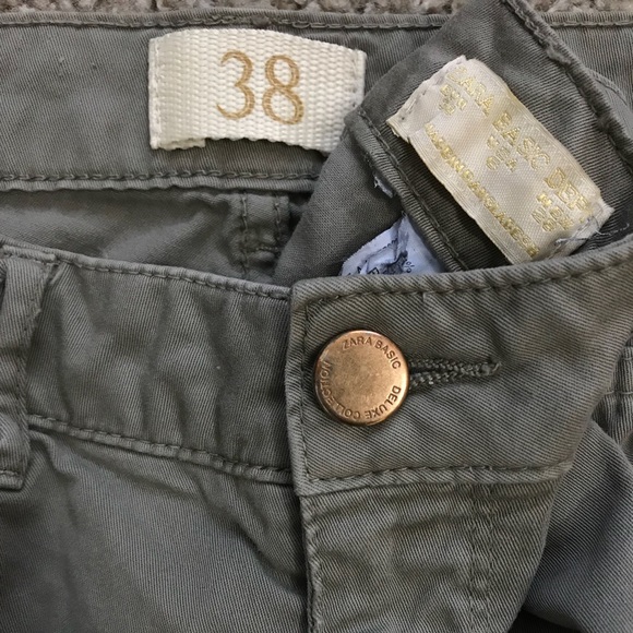 Basic Denim Gray Khaki Ankle Zip Skinny Leg Pants - Picture 2 of 8